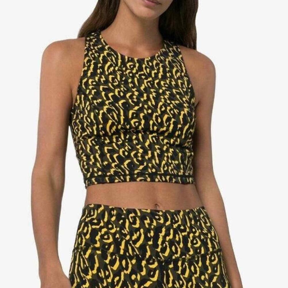 Sweaty Betty London Flatter Me Gym Cropped Top Vest leopard Sz L